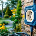 A photograph of a waterproof outdoor plug cover in use
