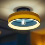 A photograph of a stylish ceiling light fixture in a well-lit room