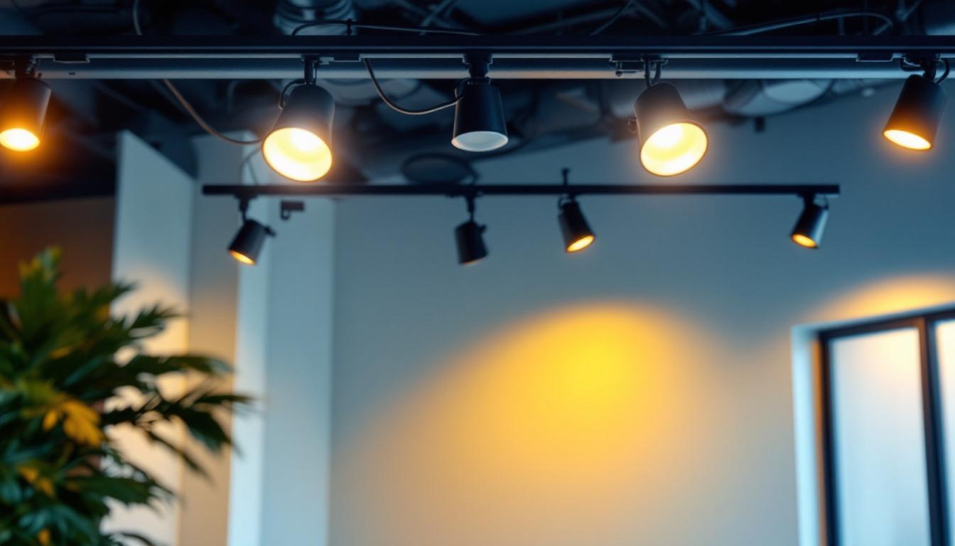 A photograph of a well-designed track lighting system in a modern interior space