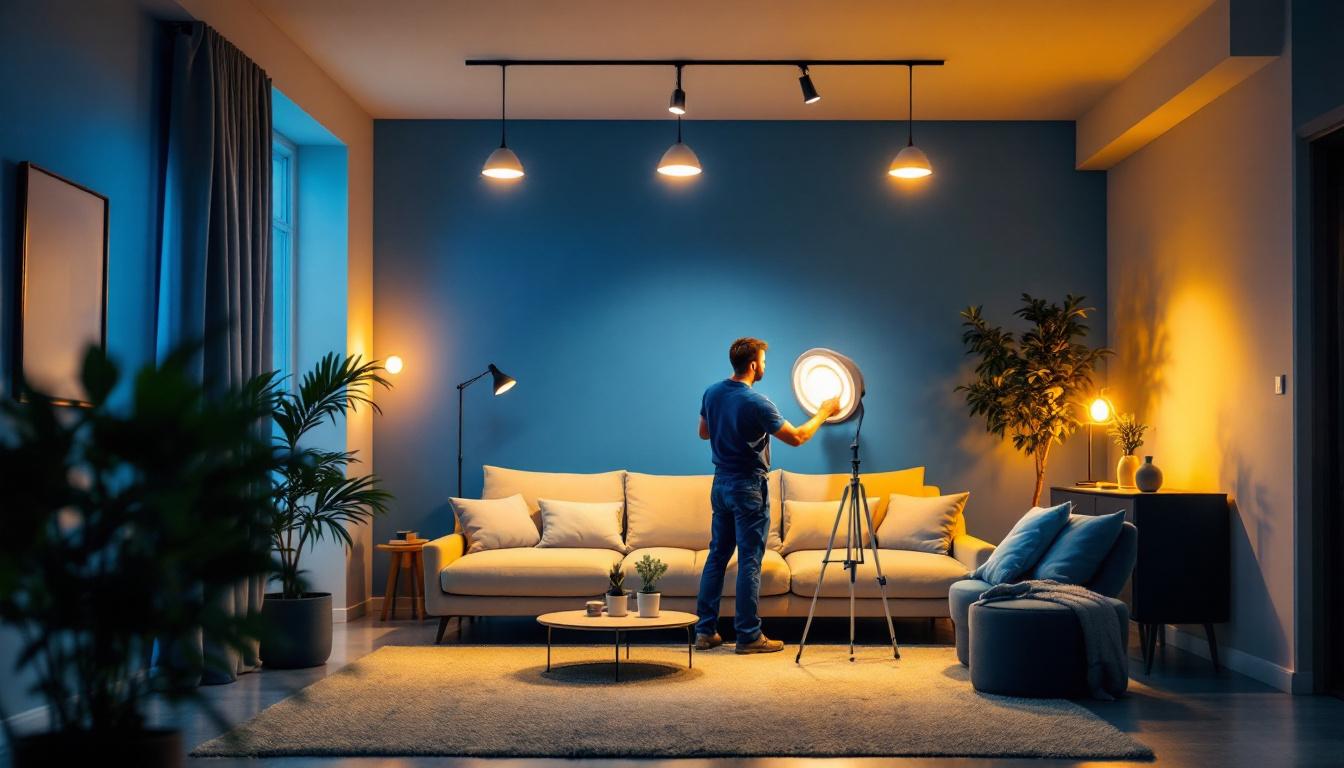 A photograph of a well-lit room showcasing lotus pot lights installed in a modern setting