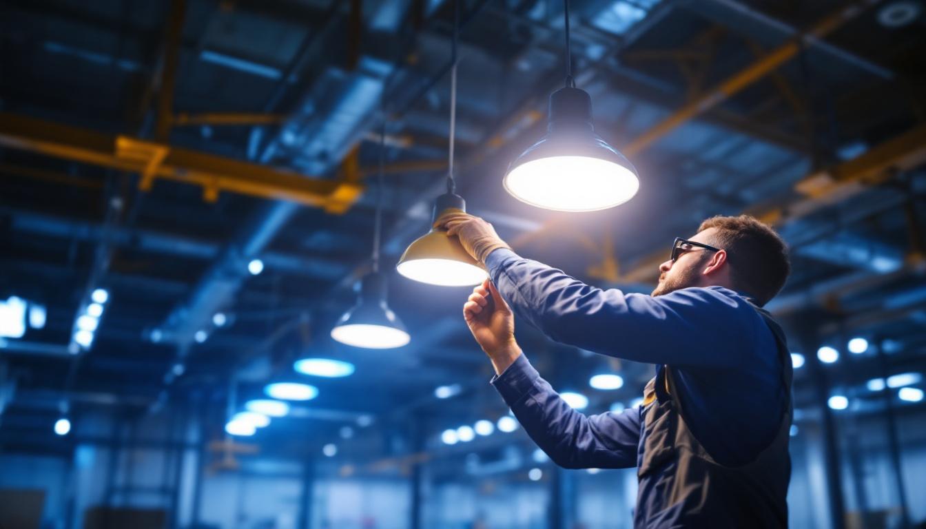 A photograph of a well-lit industrial or commercial space showcasing the effective use of 400 watt metal halide lighting