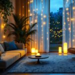 A photograph of a beautifully lit indoor space featuring stylish solar lights integrated into the decor