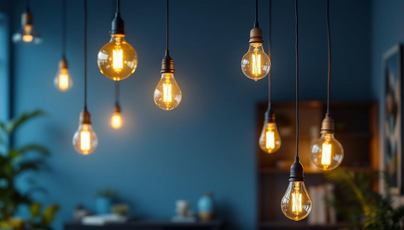 A photograph of capture a photograph of a beautifully arranged hanging light set in a stylish interior setting
