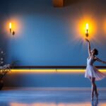 A photograph of a beautifully designed ballet studio wall fixture that highlights its elegant lighting features