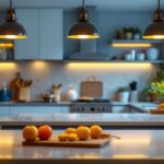 A photograph of a beautifully designed kitchen featuring well-placed canned lights