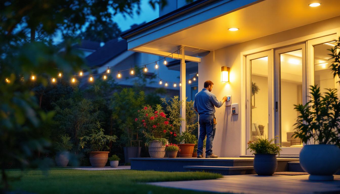 A photograph of a beautifully illuminated outdoor space showcasing various led house lights