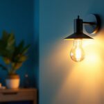 A photograph of a stylish and affordable wall sconce light installed in a modern interior setting