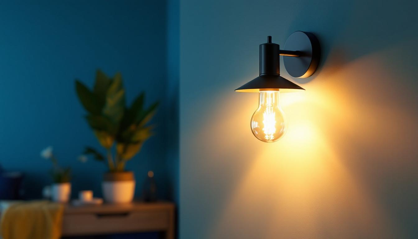 A photograph of a stylish and affordable wall sconce light installed in a modern interior setting
