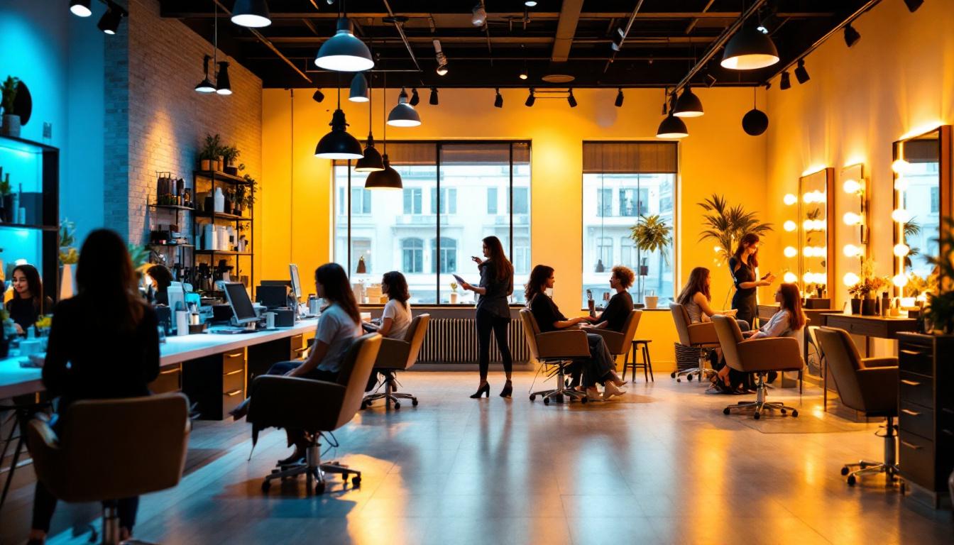 A photograph of a beautifully lit beauty salon interior