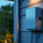 A photograph of an electrical box mounted on the exterior of a house