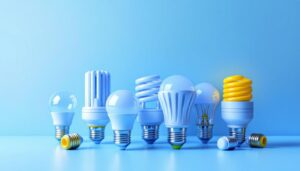 A photograph of a variety of lightbulb sockets displayed together