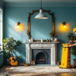 A photograph of a beautifully restored 1800s-style room featuring vintage lighting fixtures