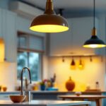 A photograph of a well-lit interior space showcasing various sea gull lighting fixtures in use