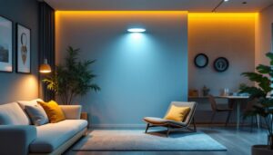A photograph of a well-lit interior space featuring an 8-inch led downlight