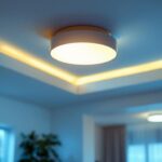 A photograph of a modern led retrofit trim installed in a stylish ceiling fixture
