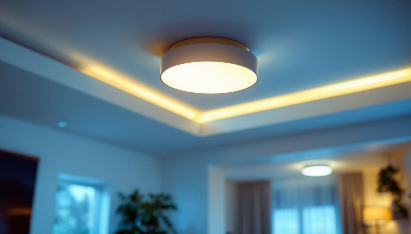 A photograph of a modern led retrofit trim installed in a stylish ceiling fixture