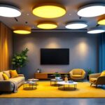A photograph of a well-lit modern space featuring various styles of recessed lighting fixtures