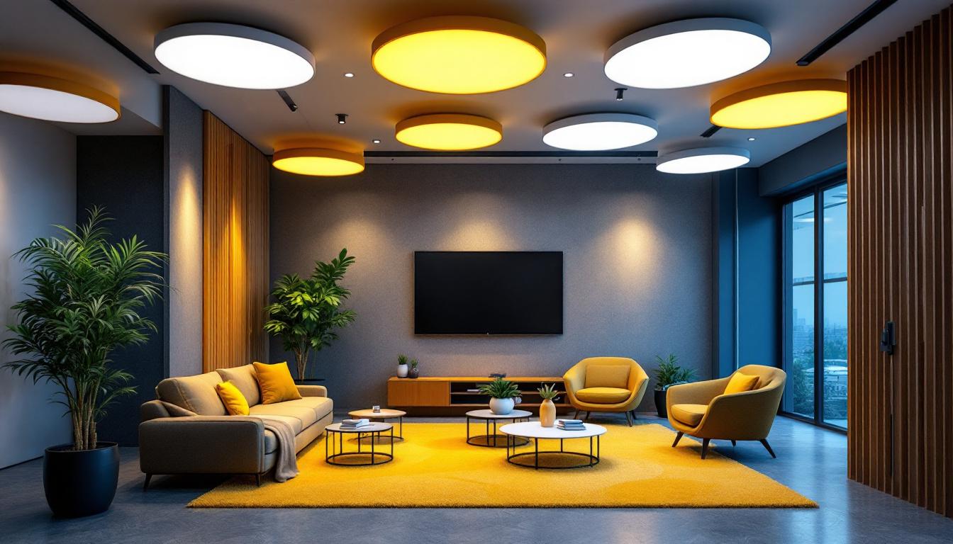 A photograph of a well-lit modern space featuring various styles of recessed lighting fixtures