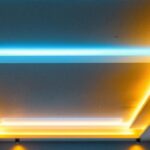 A photograph of a beautifully designed drop ceiling with integrated lighting