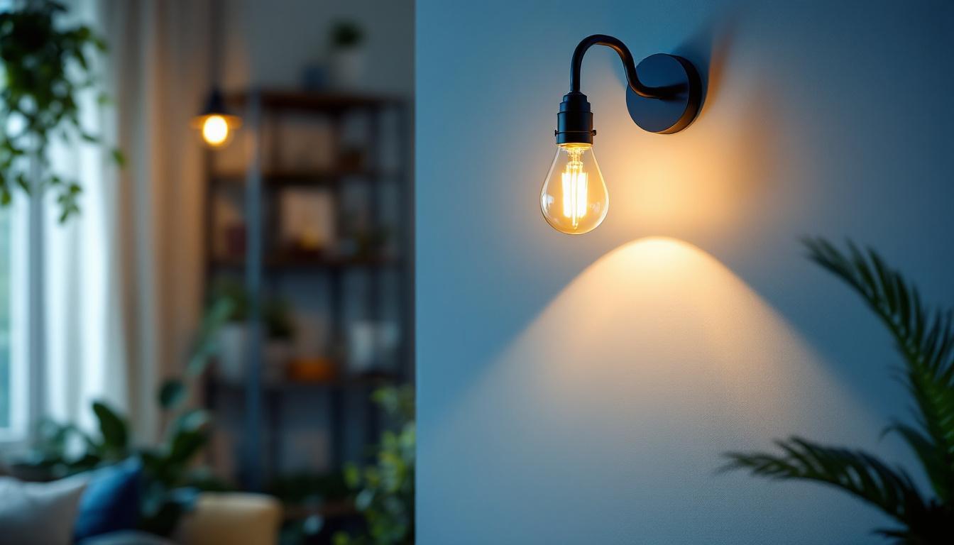 A photograph of a stylish wall bracket hanging light installed in a modern interior setting
