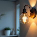 A photograph of a stylish 12v wall sconce installed in a modern interior setting