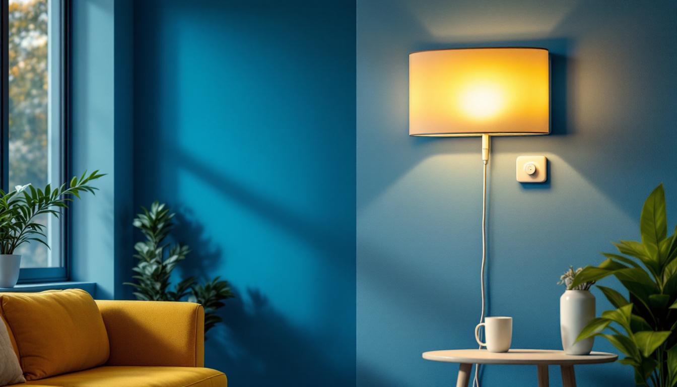 A photograph of a stylish plug-in wall pendant light elegantly displayed in a modern interior setting