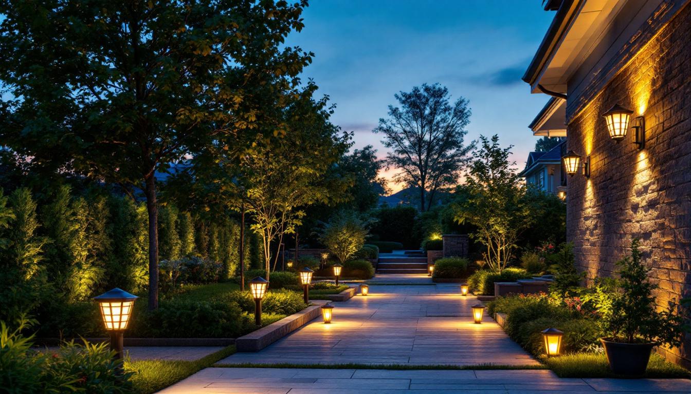 A photograph of a beautifully illuminated outdoor space at dusk
