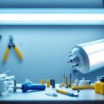 A photograph of a well-organized fluorescent tube light wiring setup