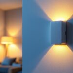 A photograph of a modern wall switch motion detector installed in a stylish