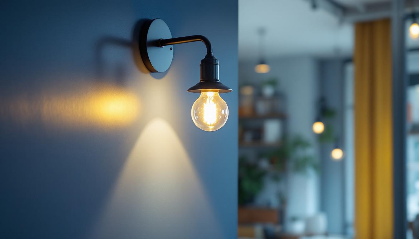 A photograph of a well-designed wall-mounted bracket light installed in a stylish interior setting