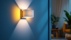 A photograph of a well-designed wall sconce led light installation in a stylish interior setting