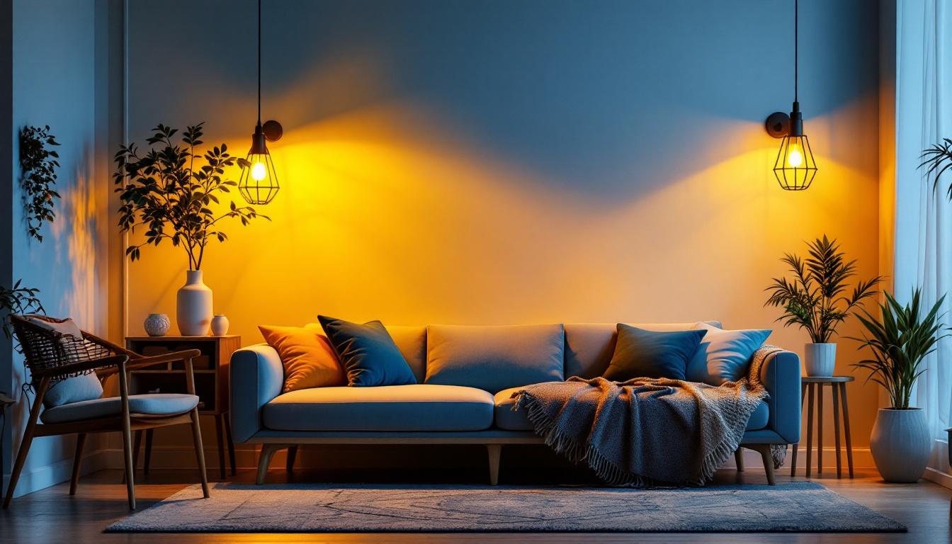 A photograph of a cozy indoor setting illuminated by warm 2200k light