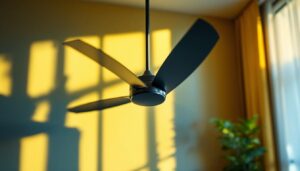 A photograph of a maverick 52 ceiling fan in a well-lit room