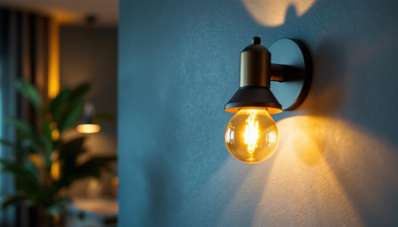 A photograph of a beautifully designed wall-mounted lighting fixture in a stylish interior setting