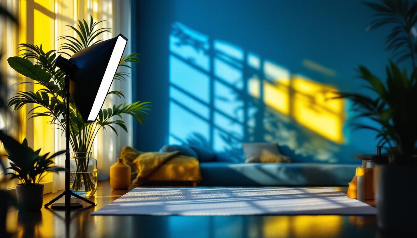 A photograph of a well-lit indoor or outdoor scene showcasing the effective use of a reflector to enhance natural light on a subject