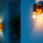 A photograph of a stylish indoor wall sconce featuring both up and down lighting