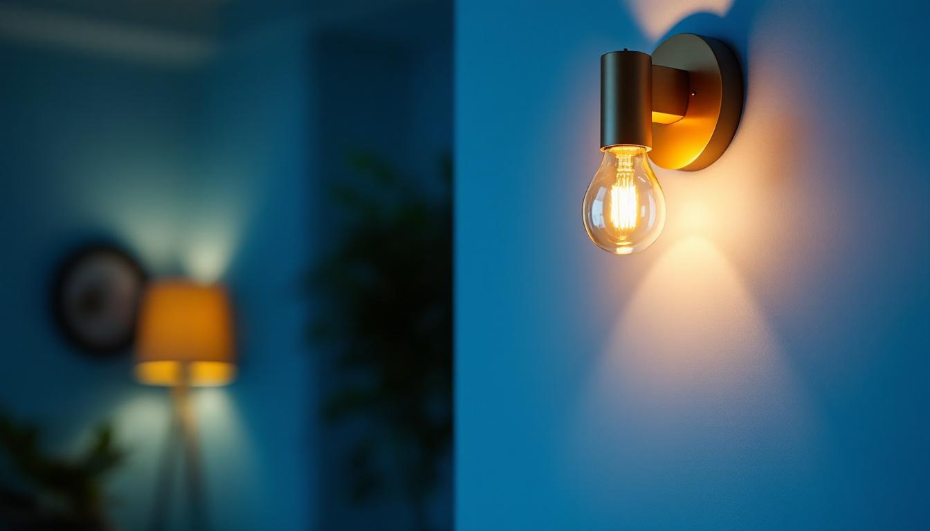 A photograph of a stylish indoor wall sconce featuring both up and down lighting