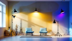 A photograph of a well-designed lighting setup in a modern interior space