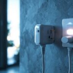 A photograph of a lighting contractor installing an electric plug with a switch in a modern residential setting