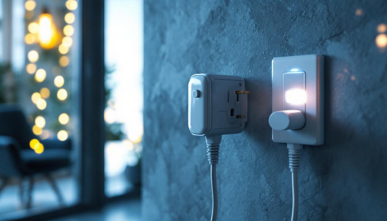 A photograph of a lighting contractor installing an electric plug with a switch in a modern residential setting