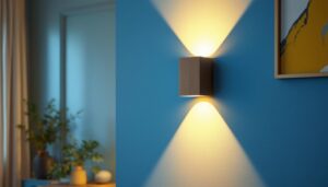 A photograph of a beautifully designed light wall fixture installed in a stylish interior setting