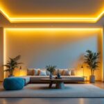 A photograph of a beautifully designed room featuring recessed lighting that highlights its aesthetic appeal and functionality