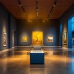 A photograph of a well-lit museum exhibit
