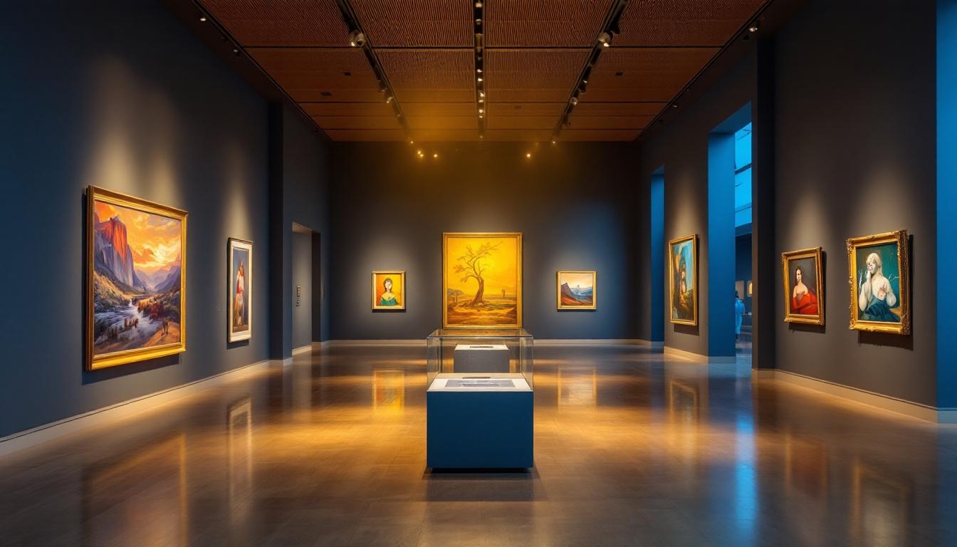 A photograph of a well-lit museum exhibit