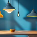 A photograph of a stylishly designed room featuring various designer pendant lights in action