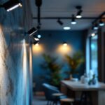 A photograph of a well-designed 12v track lighting installation in a stylish interior setting