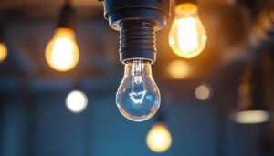A photograph of a close-up view of a regular bulb socket being installed in a well-lit environment