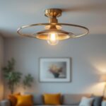 A photograph of a stylish and modern ceiling light fixture in a well-decorated room