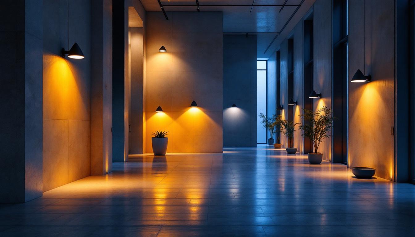 A photograph of a well-designed architectural space illuminated by various lighting fixtures