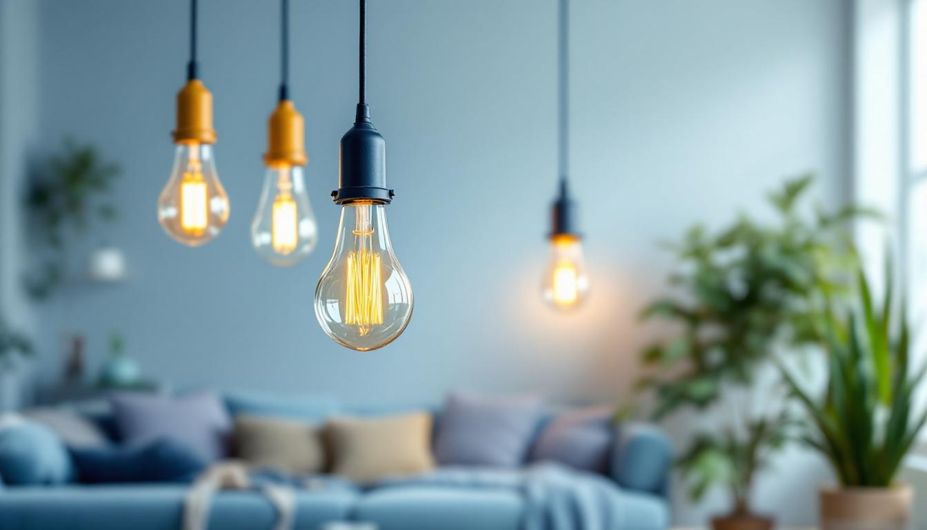 A photograph of a beautifully designed cable light fixture elegantly suspended in a modern interior setting